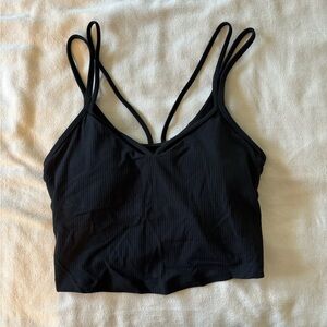 Black Ribbed Crop Top